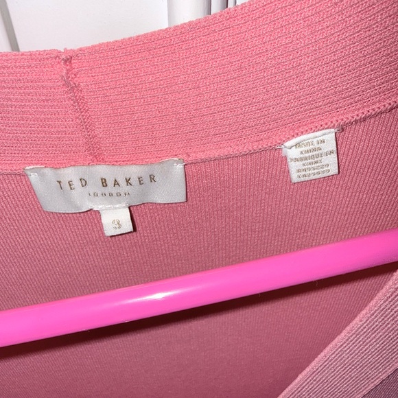 Ted Baker Size 3/US 8-10 Novari Ruched Rib Knit Sleeveless Bodycon Dress Coral - Picture 4 of 12